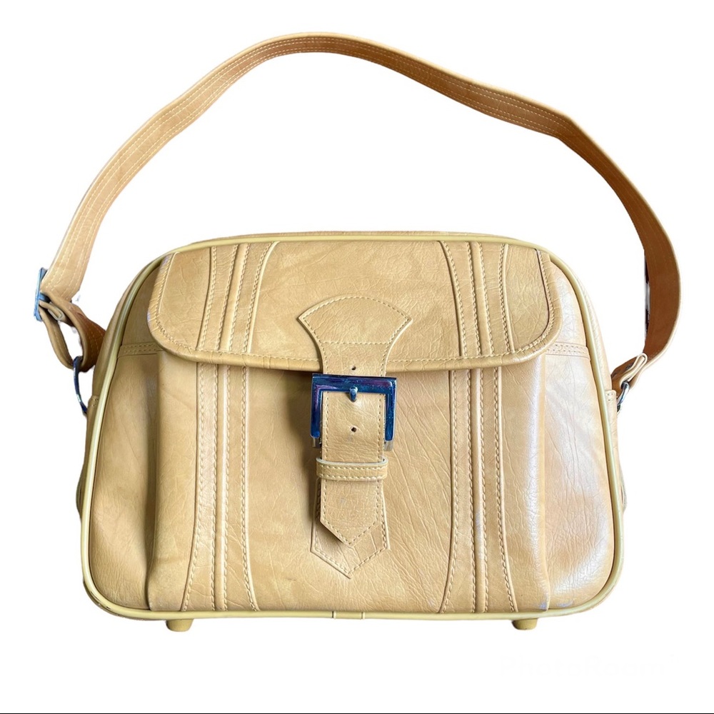 Vintage 1975 American Tourister Carry-On Soft Tote Luggage Bag - Mustard/Tan